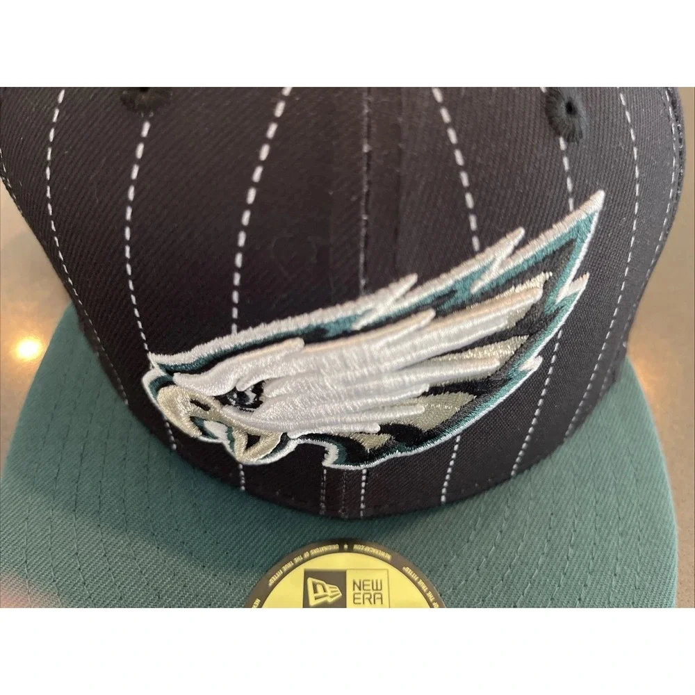 Philadelphia Eagles New Era 59FIFTY Fitted Hat Sz 7 1/2 Pin Stripe 75 Season NWT